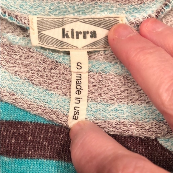 KIRRA Adorable Teal & Brown Striped Soft & Lightweight Sweatshirt Size S - Picture 4 of 6